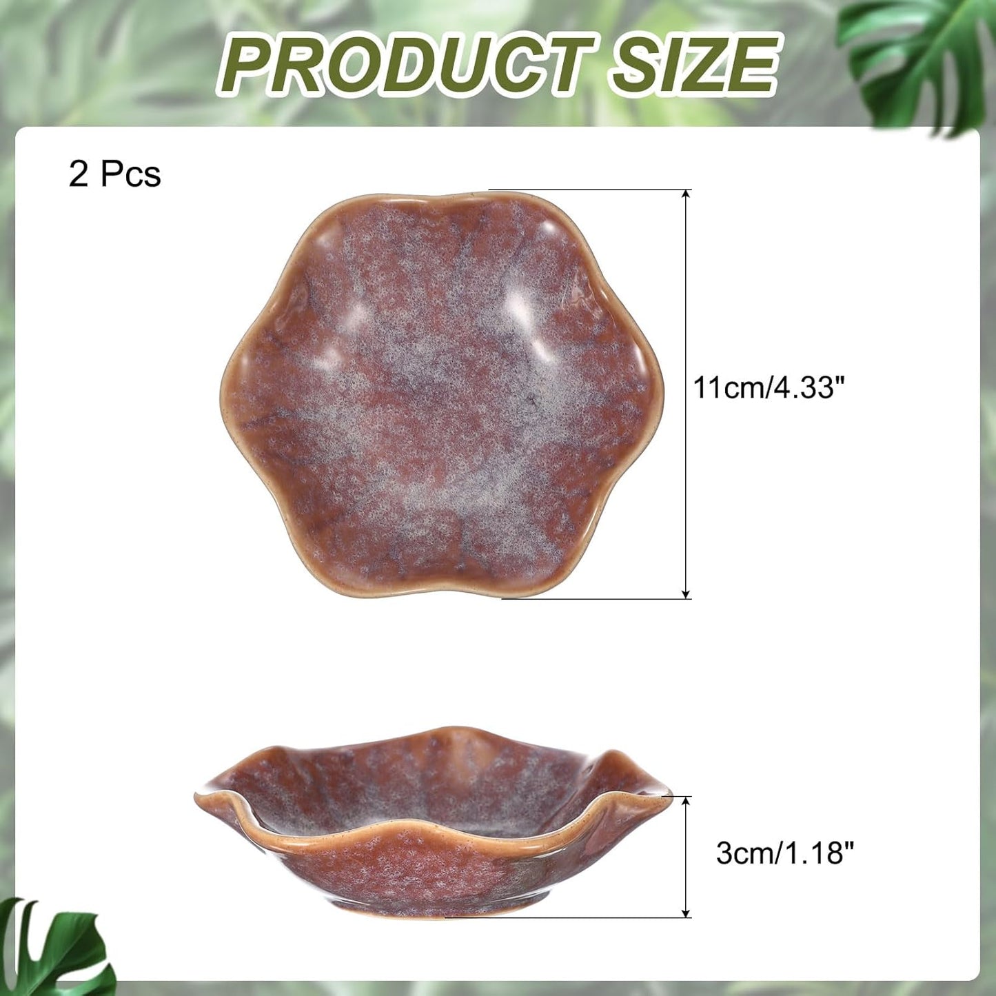 uxcell 2Pcs Ceramics Jewelry Plate, Lotus Leaf Shape Key Holder Bowl for Entryway Table Decor Small Ring Tray Dish Gift for Women Girlfriend, Purple