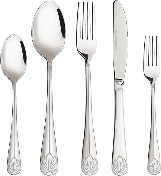 Silverware Set Limited Edition – 30 Piece Family Dinnerware Set – Flatware Set for 6 – Silver Tableware Set – Spoons, Knives, Teaspoons, Forks, Salad Forks