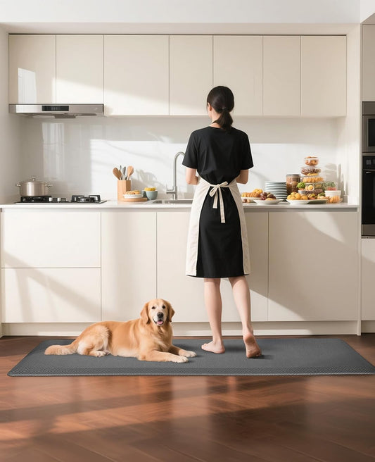 Ophanie Kitchen Mats for Floor, 3/4 Inch Thick Kitchen Rugs, 20'' x 60'' Anti Fatigue Standing Cushioned Mat, Waterproof,Comfort Ergonomic Mat for Office, Home, Sink, Grey Non-Slip Bottom