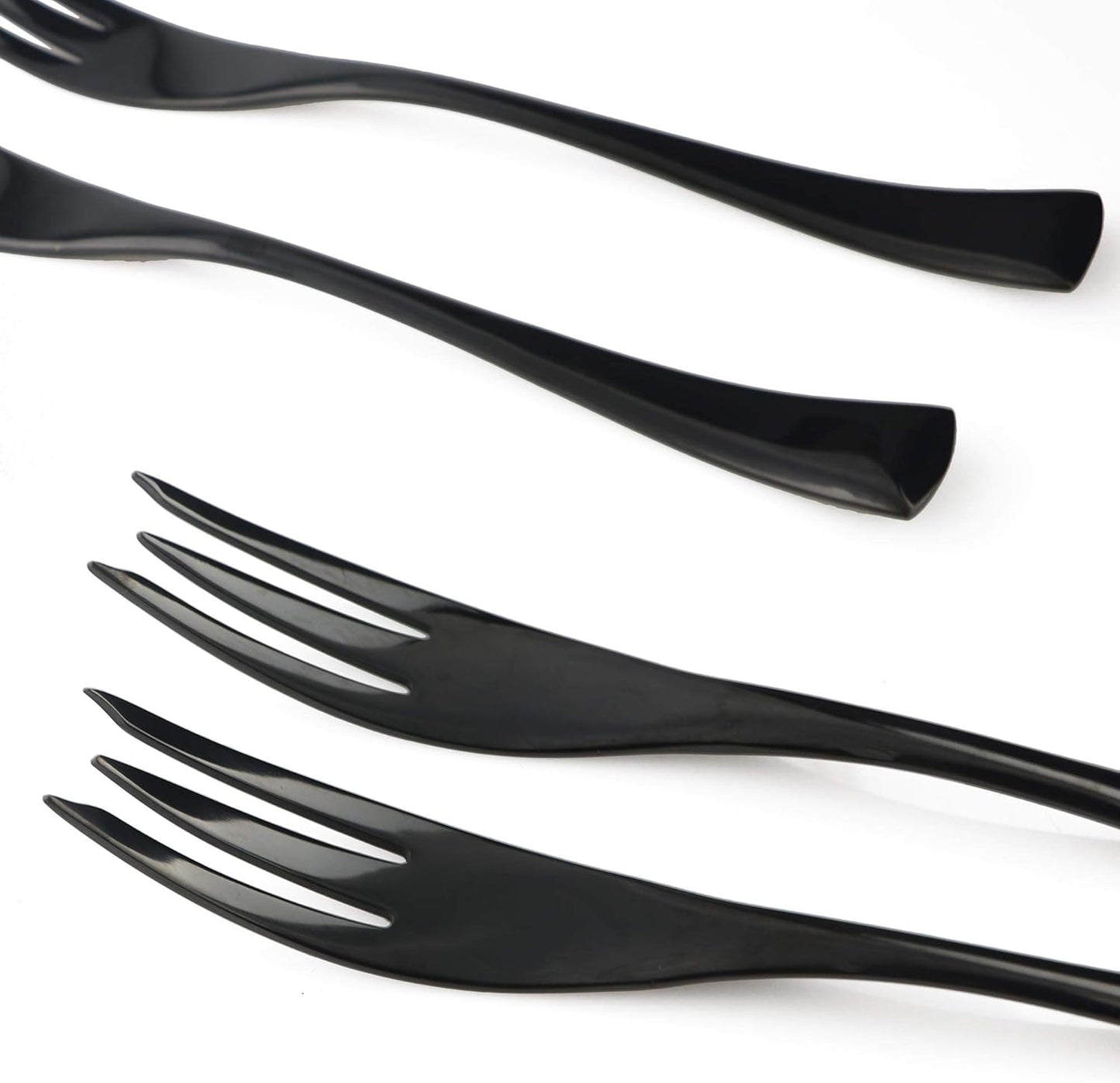 4-Pieces 18/10 Stainless Steel Seafood Cocktail Appetizer Fish Fork Set, Mirror Polishing Black