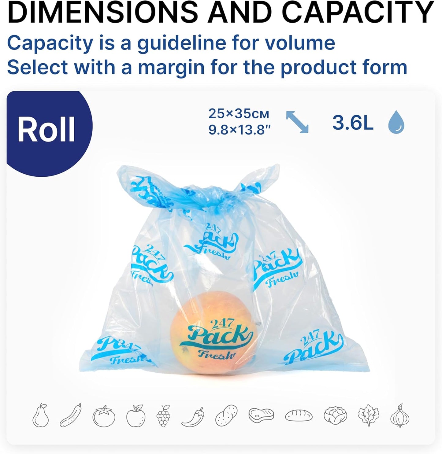 Freshpack 247 Roll 25×35 cm (~3.6 L) – Tear-Off Bags on a Roll, Reusable Food Storage Bags, Helps Keep Food Fresh up to 3× Longer – Biodegradable, BPA-Free, UV-Shielded, SGS Tested