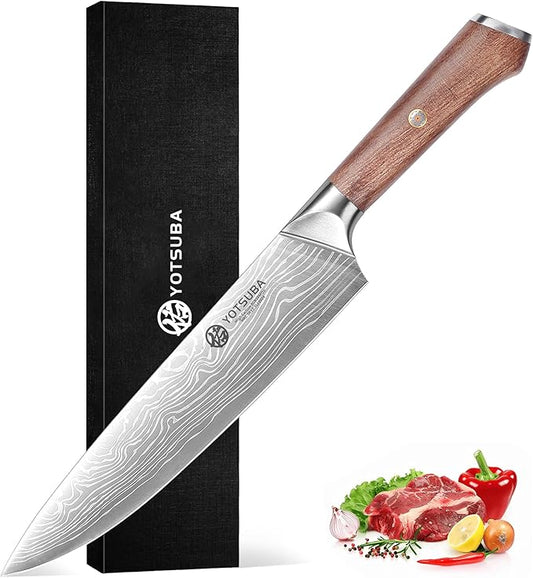 YOTSUBA Chef Knife, 9 Inch Kitchen Chef's Knife, Ultra Sharp High Carbon Steel Professional Cooking Kitchen Knife with Ergonomic Handle, Gift Box Included