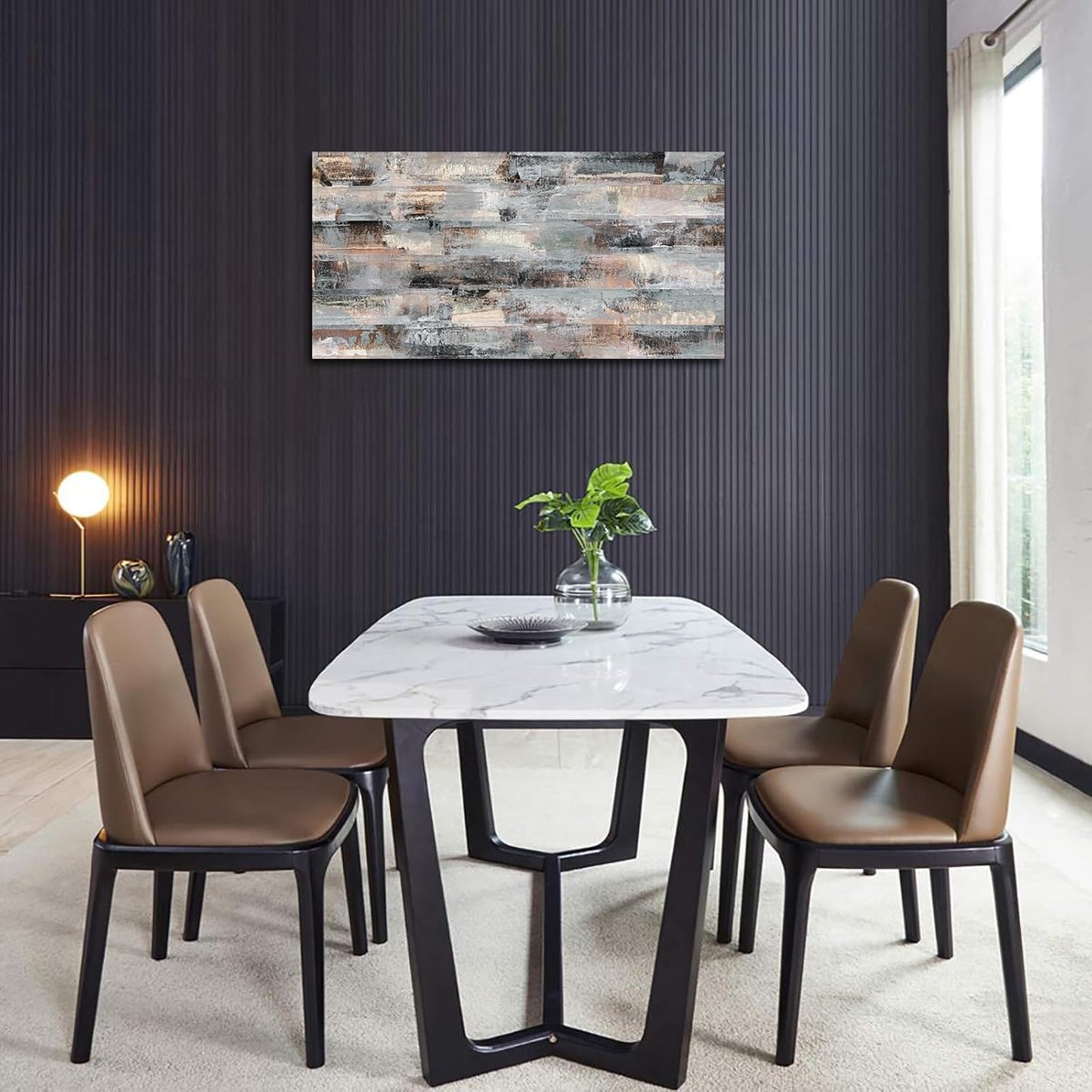 NINEASO Gray Abstract Canvas Wall Art - Grey Brown Picture for Wall Decor Fabric Of Time Canvas Painting Abstract Prints Artwork for Living Room Bedroom Home Office Wall Decoration 20" x 40"