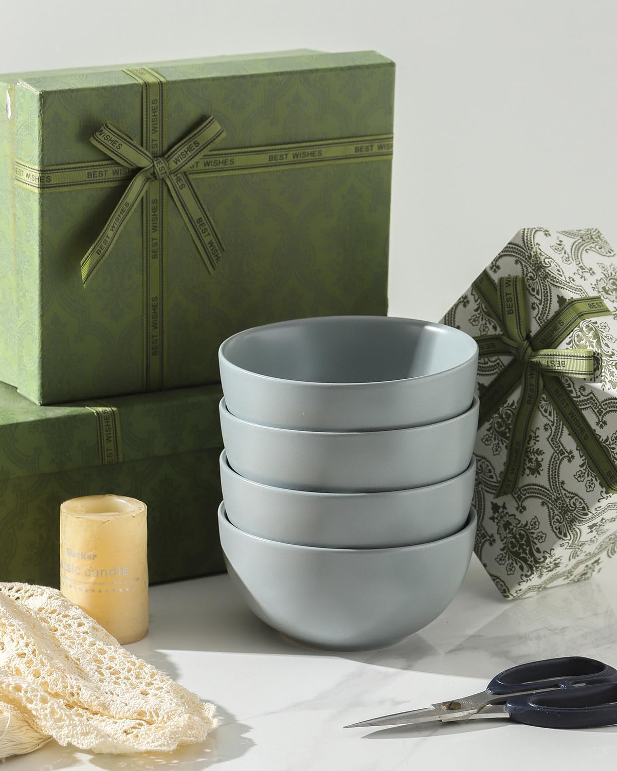 Cereal Bowls Set of 4, 24 oz Bowls for Kitchen, Ceramic Bowls for Salad, Fruit, Breakfast, Dessert, Stoneware Soup Bowls, Dishwasher & Microwave Safe, Pebble Gray