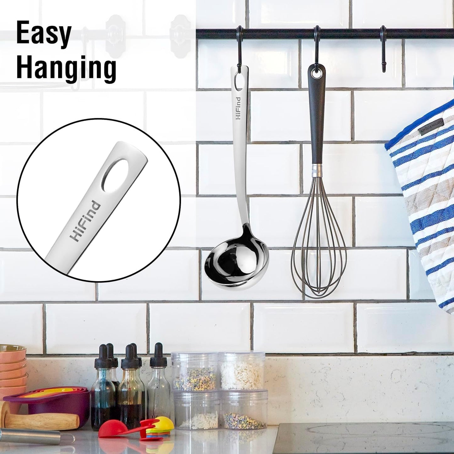 Kitchen Stainless Steel 11.2 Inches Round Soup Ladle Ergonomic Handle, Perfect For Stirring, Serving Soups, And More - Heavy-Duty Metal Ladle Chef Craft Select Serving Ladle