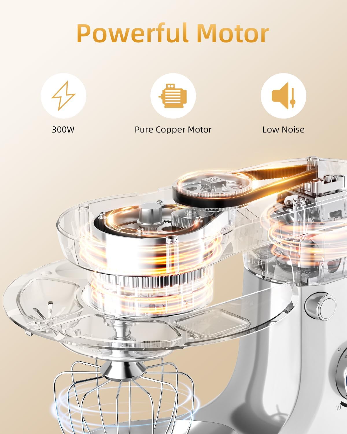 Facelle Tilt-Head Stand Mixer, 5QT+6QT Stainless Steel Two Bowls, 10 Speeds Kitchen Electric Food Mixer with Egg Whisk, Dough Hook, Beater, Dishwasher-Safe Attachment, Ideal Gift for Mom