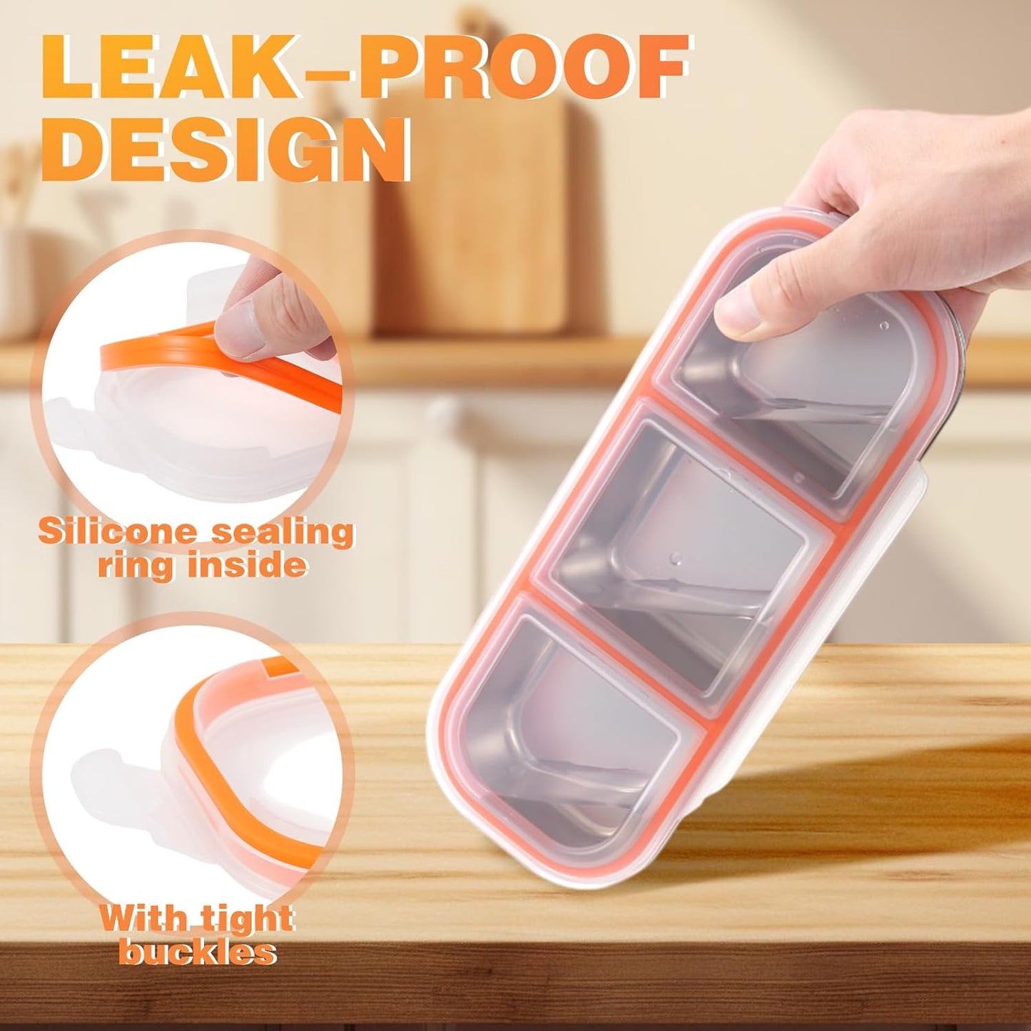 2 Pack Stainless Steel Snack Containers, Reusable 3 Compartment + 2 Compartment Condiment Box with Lids snack box, Food Storage Lunchable Containers for Home, School, Work, Travel