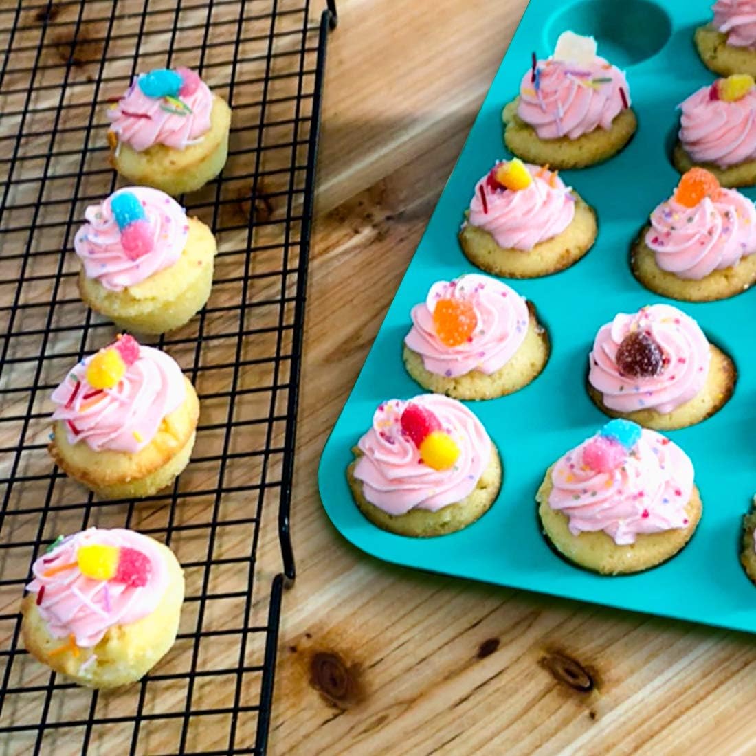 Mini Muffin Pan 24 Mini Cupcake Pans Silicone Molds Food Grade Silicone Muffin Pans for Baking Pack of 2