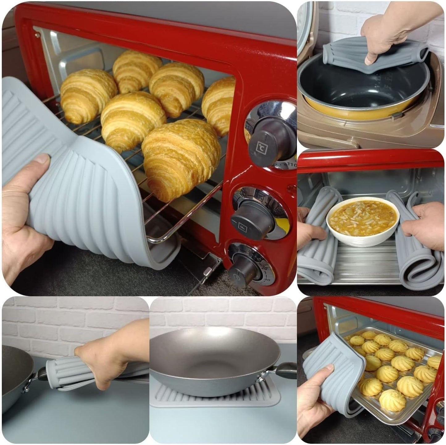 Silicone Trivet Set 2, Big Heat Resistant Mats for Hot Pots and Pans, Multi-Purpose & Versatile, 9 x 12 Inch Red