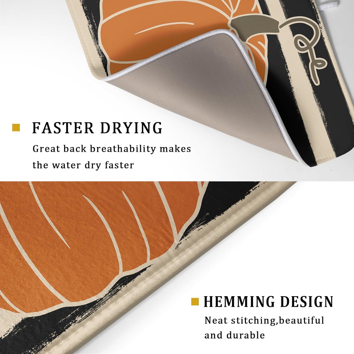 Fall Drying Mats for Kitchen Counter 18×24 Inch Large Microfiber Drying Mat Autumn Pumpkin Thanksgiving Harvest Festival Holiday Kitchen Decor Accessories Dish Rack Mat Drainer Pad Washable Absorbent