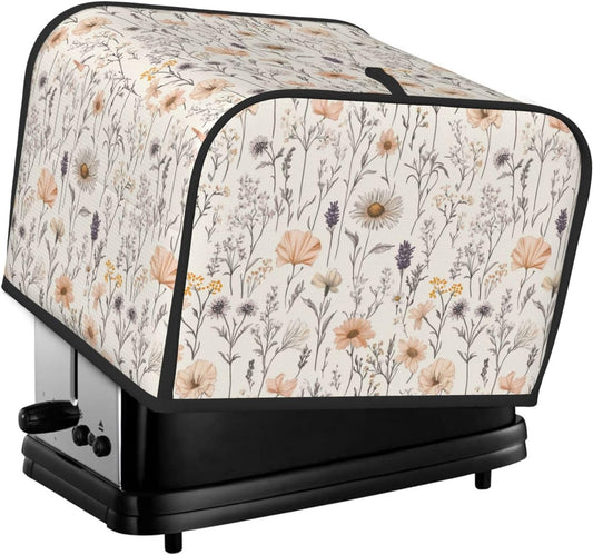 Toaster Cover 4 Slice Vintage Botanical Flower Leaf Kitchen Small Appliance Covers with Pockets Dust and Fingerprint Protection