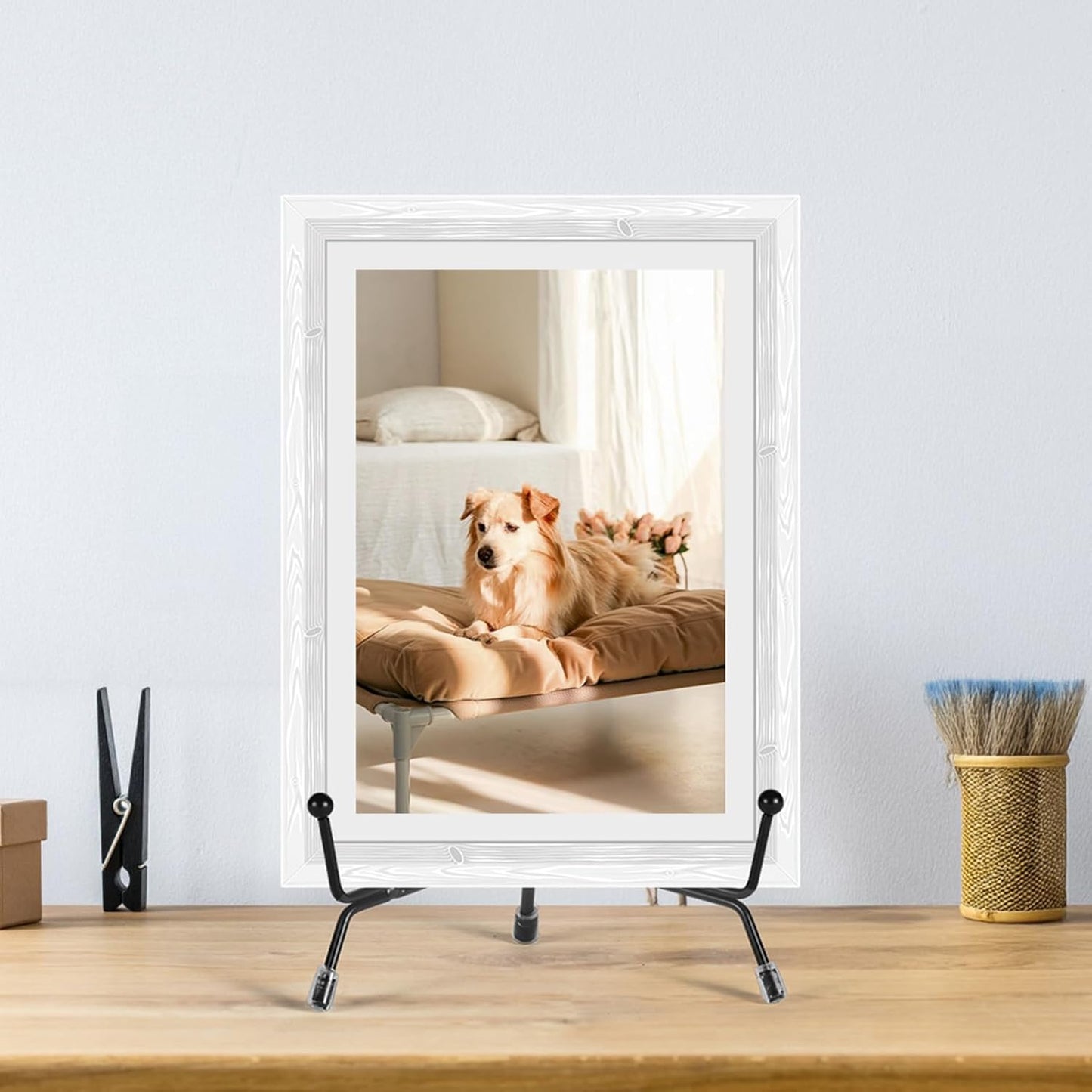 2 Pack Improved Anti-Slip Plate Stands, 6 Inch Black Iron Display Stands for Frames, Pictures, Photos, Books, Decorative Plates and Artworks