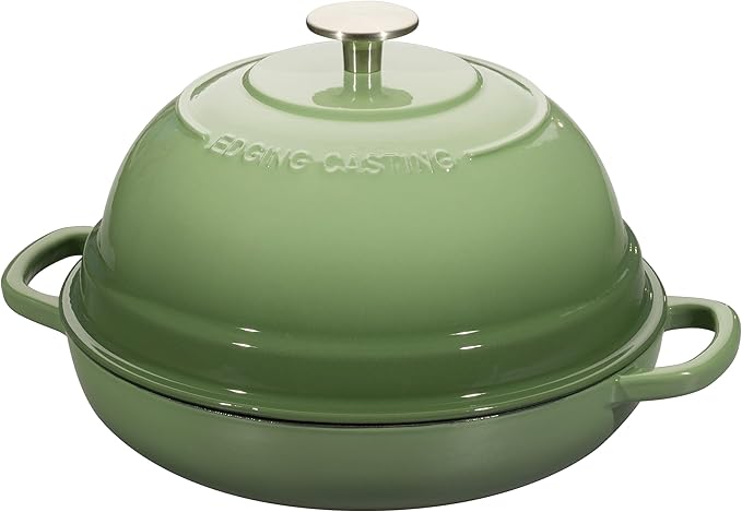 Enameled Cast Iron Dutch Oven Pot with Lid, Round Bread Oven for Homemade Sourdough Bread Baking, 6 Quart, Pistachio Green
