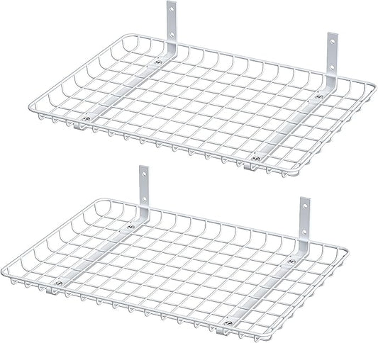 Ultrawall Wall Mounted Storage Shelf, Garage Shelves 24x12 Inch, Metal Shelf Rack, Heavy-Duty Wall Organizer for Closet, Kitchen, Laundry Room 2 Pack, White