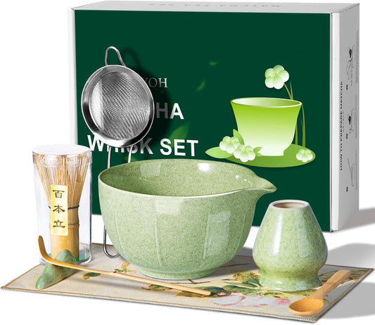 16 Oz Matcha Whisk Set, 8 - piece Set Organic Matcha Set Whisk,Premium Ceramic Matcha Kit Set for for Making Breakfast/Latte, Matcha Lovers