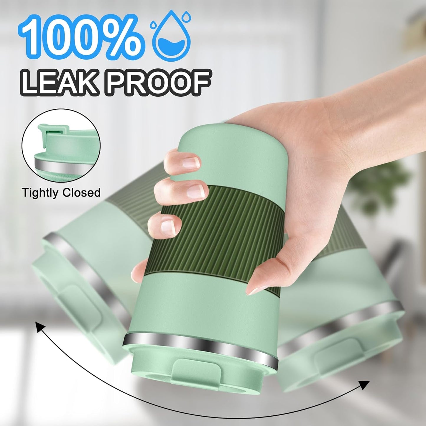 Coffee Travel Mug 12oz Insulated Coffee Mug with Lid Portable Spill-Proof Coffee Travel Mug No Handle Reusable Stainless Steel Mug Keeps Cold and Hot Suitable for Car, Daily, Travel and Gifts