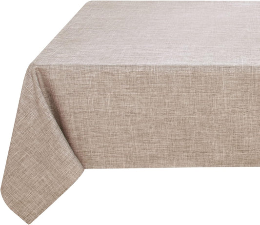 Fitable Faux Linen Tablecloth Rectangle 60 x 84 Inch - Fabric Neutral Table Cloth for 6 Foot Tables, Nature Faux Burlap Kitchen Table Cover for Dining, Party, Farmhouse, Outdoor Picnic, Camping