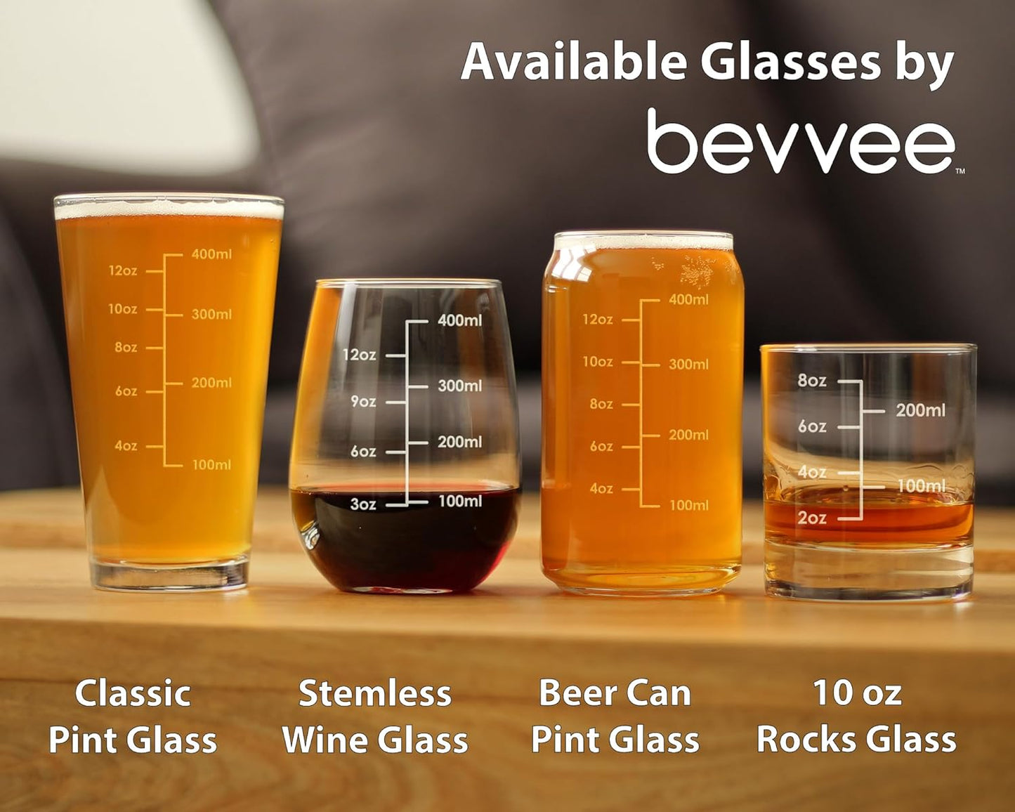 Bevvee Wine Measuring Cup - Stemless Wine Glass - Engraved Measurement Lines for Portion Control - Ounces and Metric - Large 17 Ounce