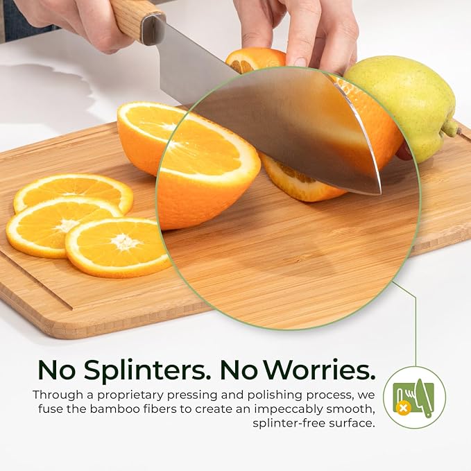 Dishwasher Safe Carbonized Bamboo Wood Cutting Boards for Kitchen with Juice Groove, Wooden Charcuterie & Chopping for Fruit, Vegetables & Cheese, Durable, Lightweight, Water-Resistant