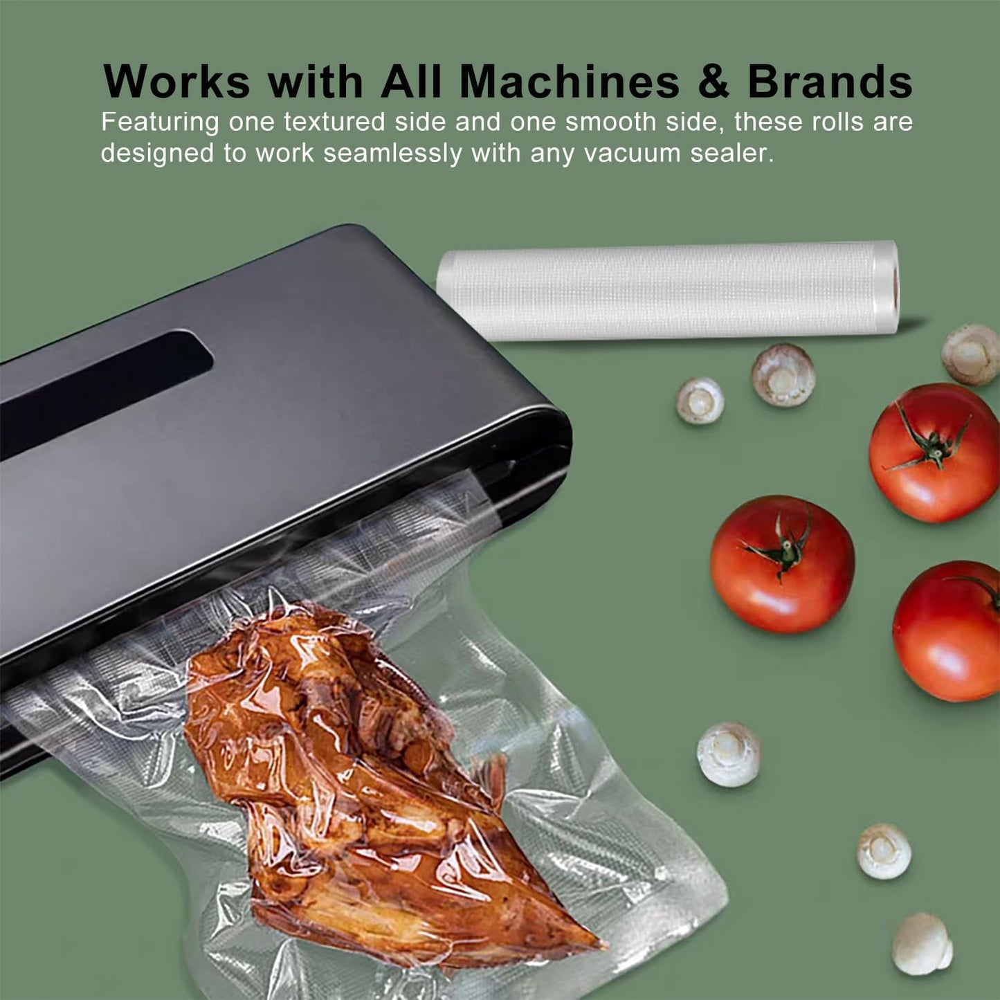 Premium Vacuum Sealer Bags, 3 Rolls 8" x 16.4' & 3 Rolls 11" x 16.4', Commercial Grade BPA-Free Heavy-Duty Food Vacuum Sealer Saver Rolls for Sous Vide or Meal Prep, Freezer Storage, Fits All Sealers