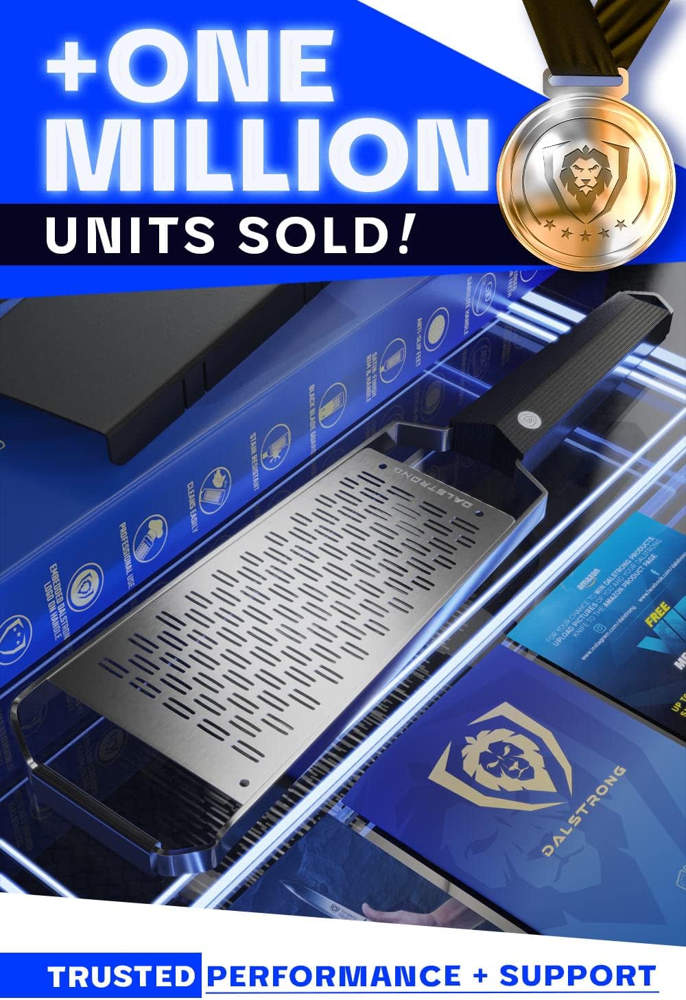 Dalstrong Professional Wide Cheese Grater - Ribbon - #304 Stainless Steel Blade - G10 Handle Kitchen Shredder - w/Blade Cover - Medium/Soft Cheese, Chocolate, Citrus, Root Vegetables - NSF Certified