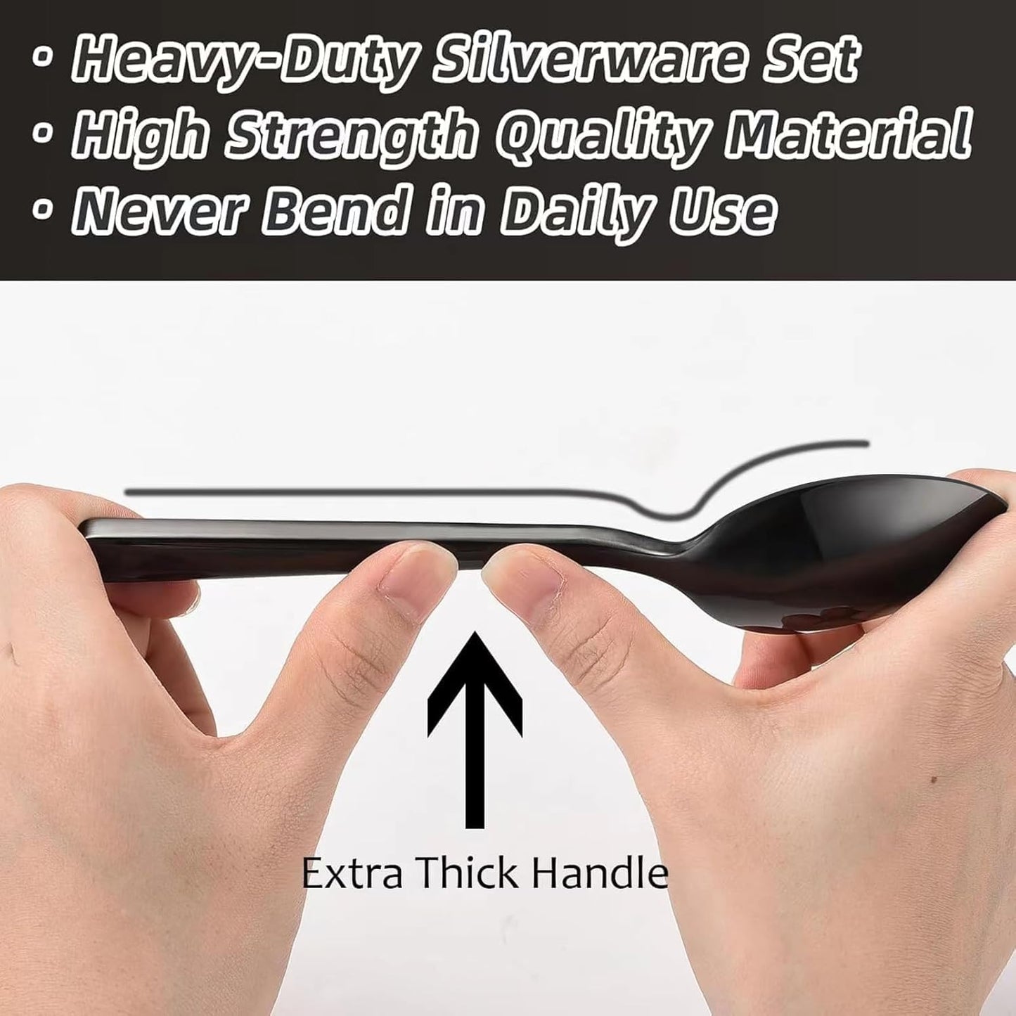 Black Silverware Set for 8, Heavy-Duty Stainless Steel Black Flatware Cutlery Set, Modern Round Handle Utensils, Dishwasher Safe for Home, Restaurant, Mirror Polished, 40-PCS