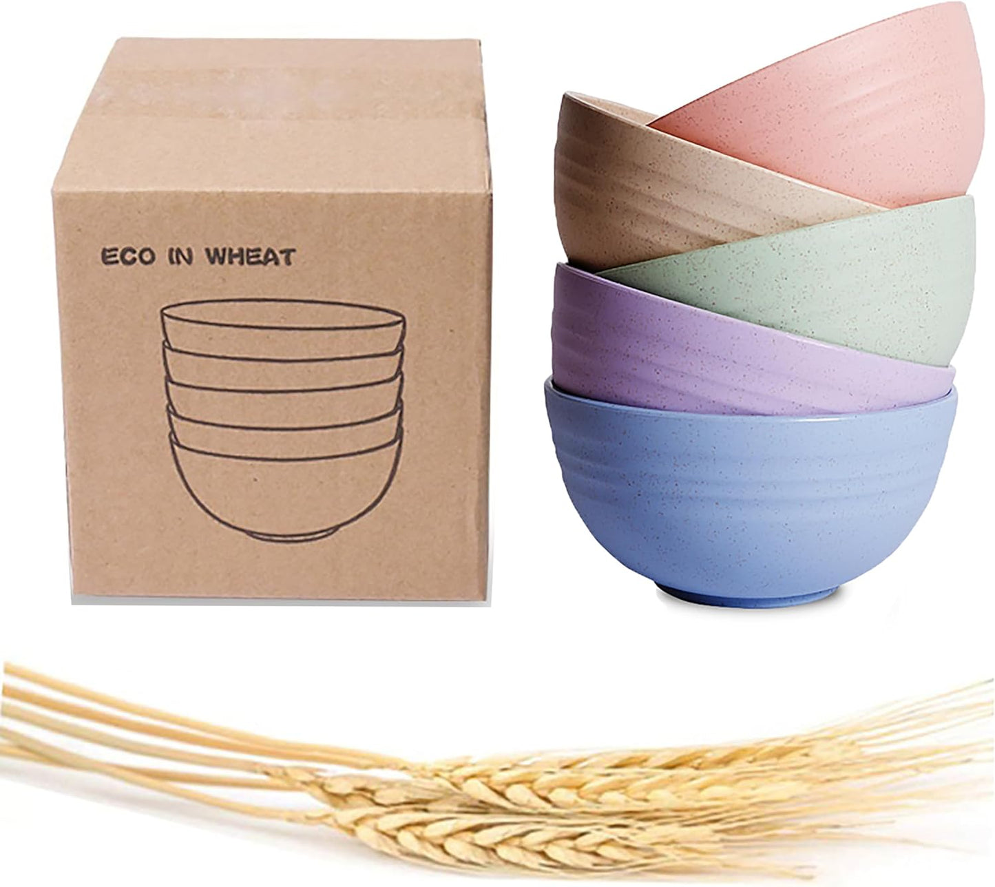 Eco-friendly Wheat Straw Bowls, 4.7 inches mini Snacks Bowl Sets,Unbreakable Natural Non-Toxin mini Bowls for Fruits, Microwave Dishwasher safe BPA FREE set of 5.