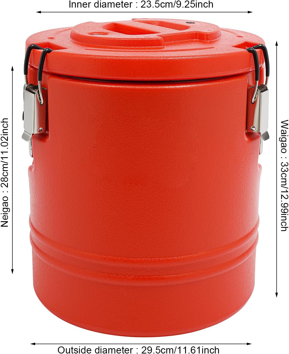 DYNAMI Large Insulated Food Container, 4 Gallon Portable Commercial Food Warmer Insulated Soup Container Cold Hot Box for Catering,Stainless Steel Inner Liner, Sealed and Leak-proof (Red, 4 Gal)