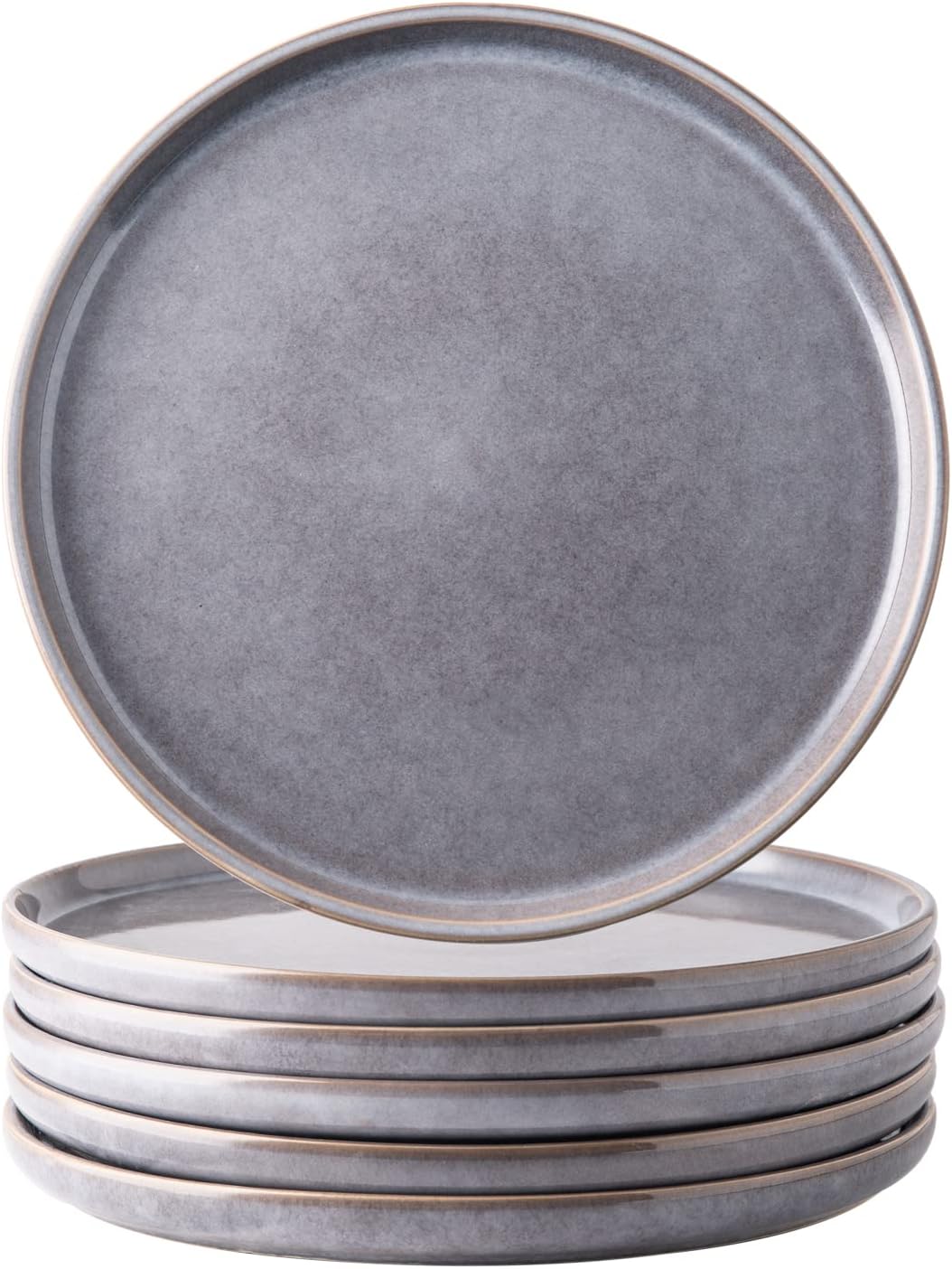 AmorArc Dinner Plates Set of 6, 10.5 Inch Reactive Glaze Ceramic Plates Set, Microwave, Dishwasher Safe, Scratch Resistant, Modern Large Dinnerware Dishes Set Kitchen Stoneware Plates