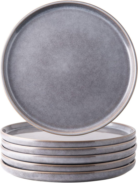 AmorArc Dinner Plates Set of 6, 10.5 Inch Reactive Glaze Ceramic Plates Set, Microwave, Dishwasher Safe, Scratch Resistant, Modern Large Dinnerware Dishes Set Kitchen Stoneware Plates