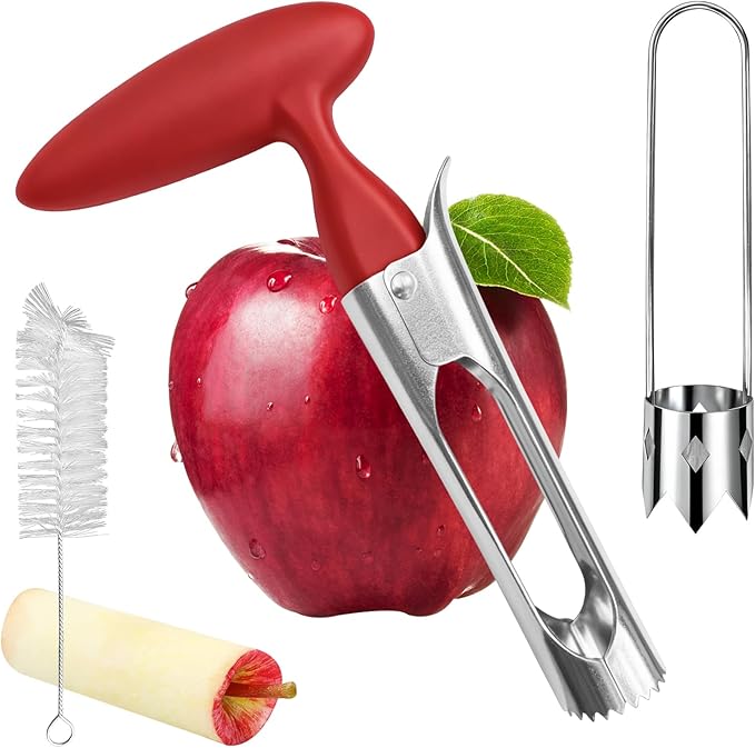2 Pcs Fruits and vegetables Corer, Stainless Steel Core Remover Tool, Easy Twist Fruits, Suitable for Apples, Pears, Pineapples, Bell Peppers, And Other Tequiring Coring Includes a Cleaning Brush