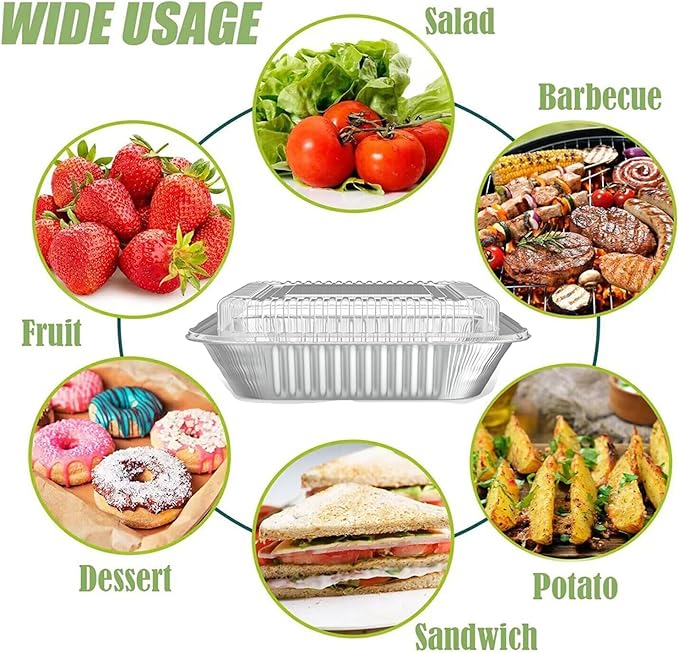 20 Pack Foil Pans with Plastic Lids 8 X 8 Inch Disposable Aluminum Tin Foil Baking Pans Meal Prep for Catering Party Meal Prep, Take Out, Freeze, Food Storage, Prepping Food