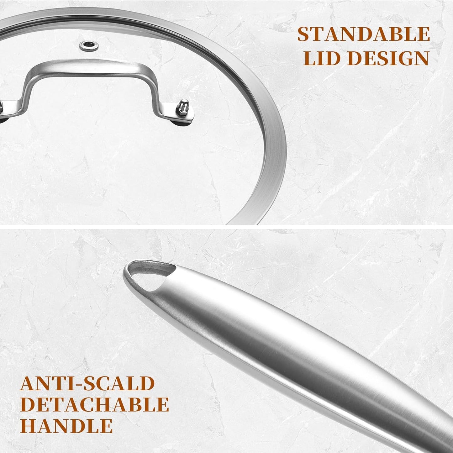 LOLYKITCH Whole Body Tri-Ply Stainless Steel 5.5 QT Sauté Pan with Lid,12 Inch Deep Frying Pan,Jumbo Cooker,Dishwasher and Oven Safe,Detachable Handle.