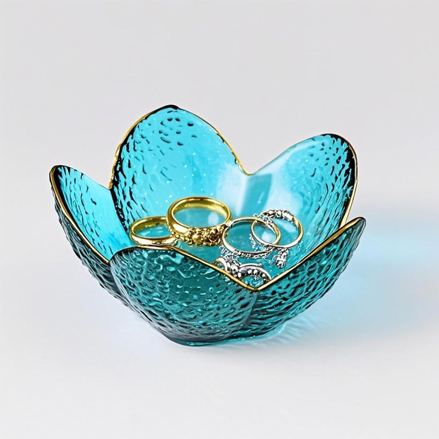 Small Jewelry Tray Dish for Women, Green Glass Jewelry Dish Trinket Tray, Flower Ring Dish Engagement Gift, Crystal Ring Holder Dish, Bathroom Jewlery Plate Dish, Jewelry Bowl for Earrings