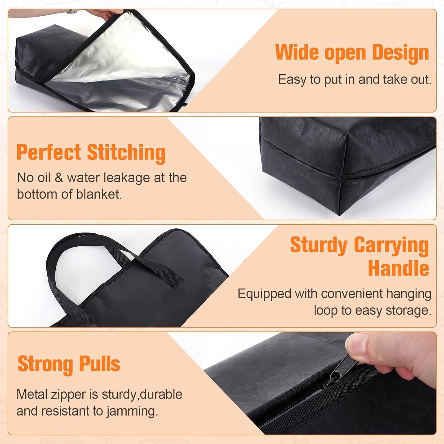 BBQ Blanket for Resting Brisket 21”×16”, Breathable Insulated Meat Wrap for Competition & Camping, Reusable Barbecue Pork Butt Holder, Portable Smoking Accessory, Updated Pro Tyvek Black