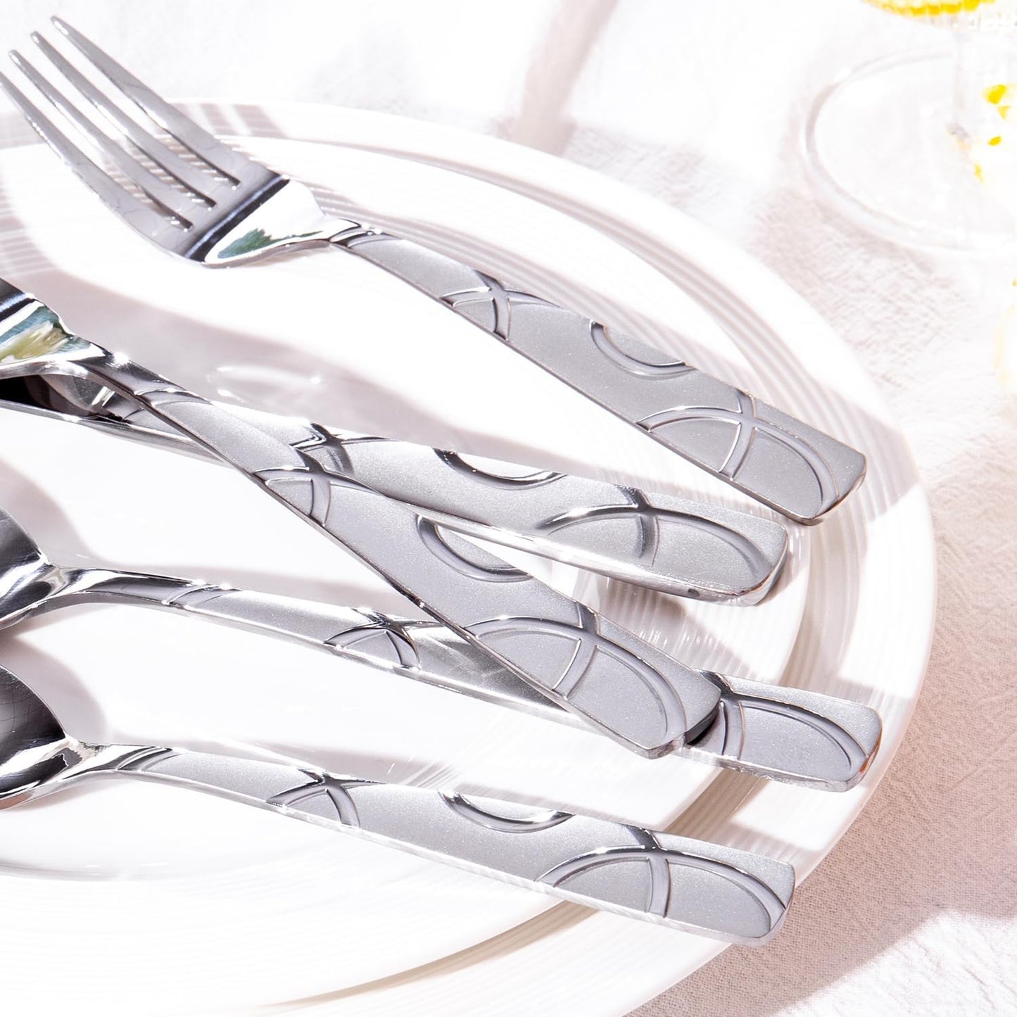 HIKAA Gift Wrap Silverware Set Stainless Steel Flatware Set for Gift, Cutlery Set for Present (40, Flower)