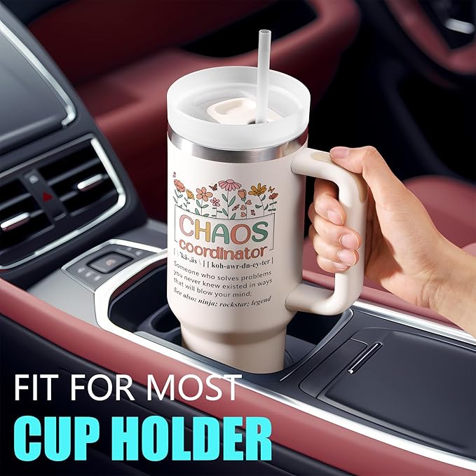 Chaos Coordinator Gifts, Christmas Thank You Gifts for Women, 40 OZ Tumbler Office Gift for Coworker Employee Manager Boss Lady Teacher Nurse Appreciation Retirement Birthday Gift, Insulated Cup