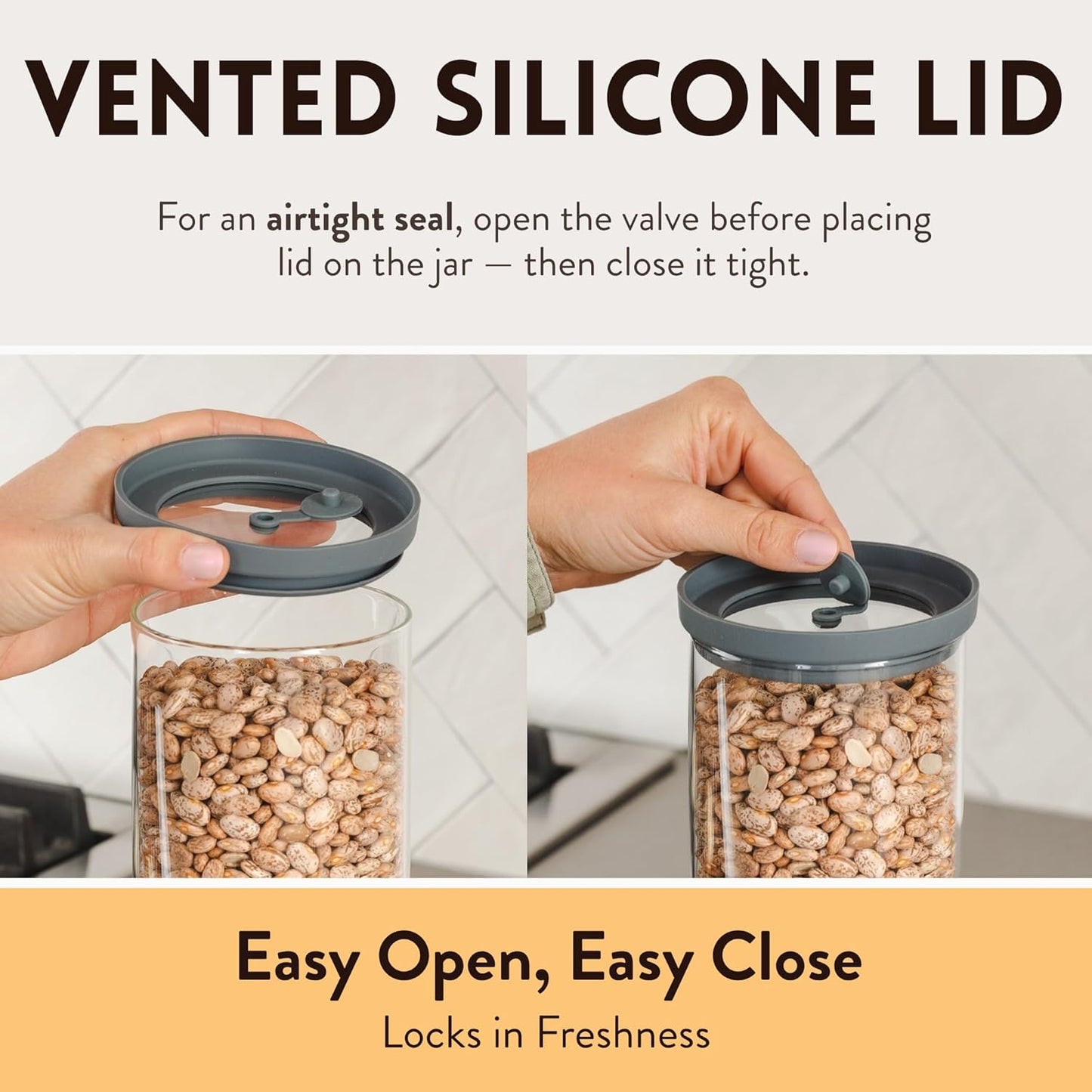 Glass Airtight Food Storage Containers with Silicone and Glass Lids – BPA-Free Jars and Canisters for Pasta Rice Flour, Dry or Wet Foods, Pantry Meal Prep – Set of 5 with Portion Tool