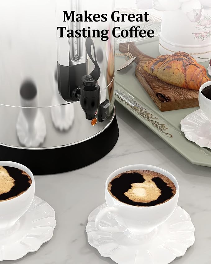 100 Cups Coffee Urn - 14L Commercial Coffee Maker with Hot Beverage Dispenser and Keep-Warm Function,Coffee Pot for Events,Offices,Parties and Catering,Sliver