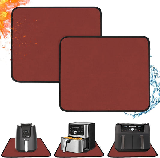 Heat Resistant Mats for Countertop - Firproof 15x18 in Heat Resistant Mats for Air Fryer - Kitchen Countertop Protector for Air Fryer, Coffee Maker, Stand Mixer, Toaster, Oven 2PCS - Red