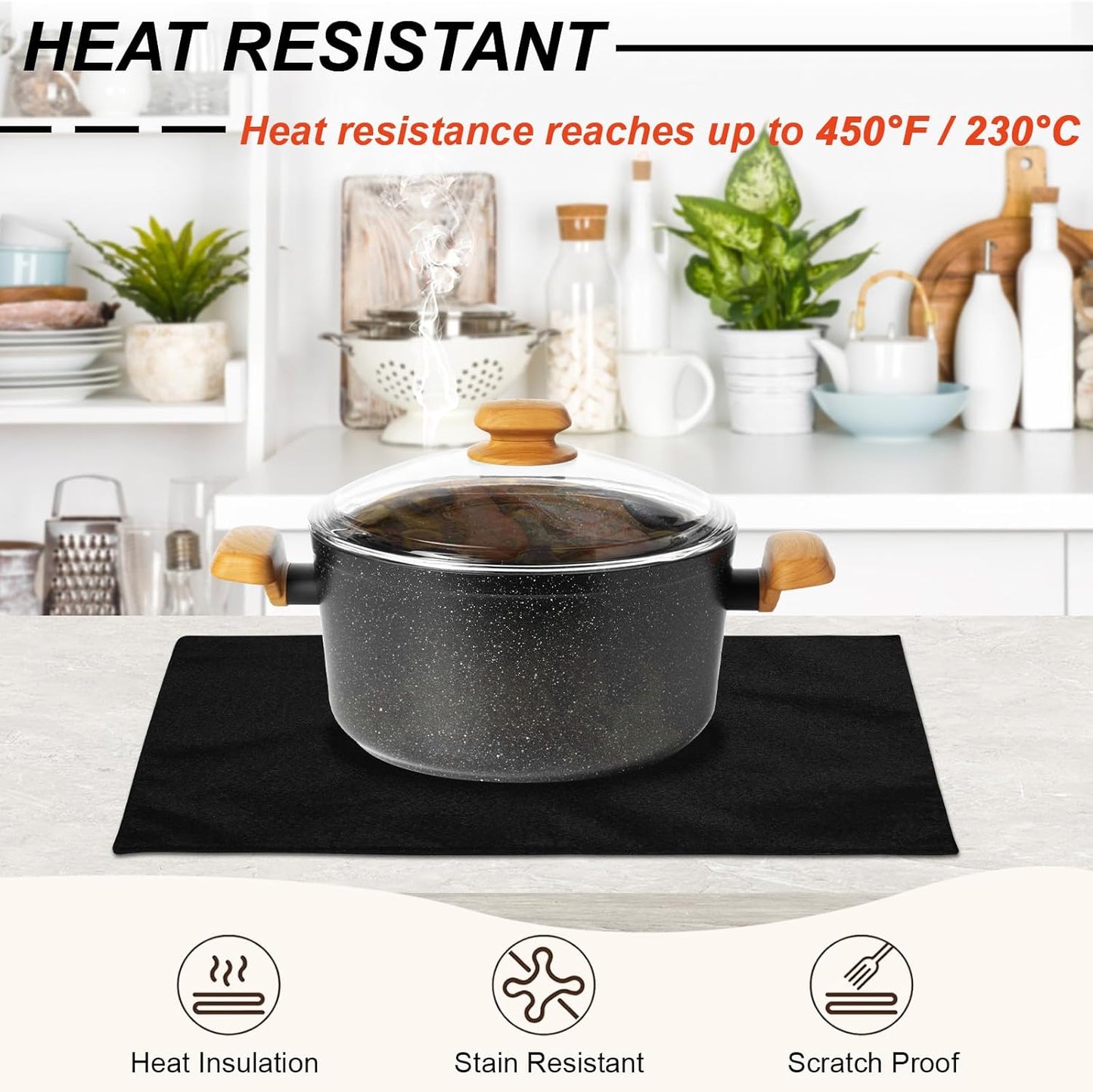 Black Cloth Placemats Set of 6, Cotton Linen Blend Machine Washable Double Layered Place Mats, Heat Resistant Placemats Wrinkle Free Thick Fabric Dining Table Mats for Indoors & Outdoors (Black, 6)