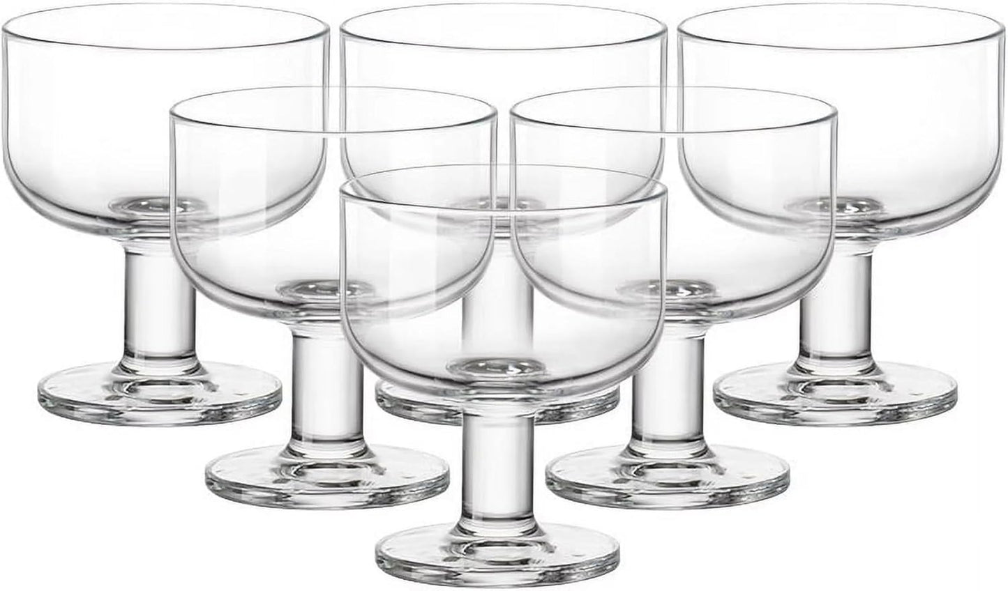 Bormioli Rocco Hosteria Set Of 6 Stackable Dessert Cups, 8 Oz. Clear Tempered Glass, Made In Italy.