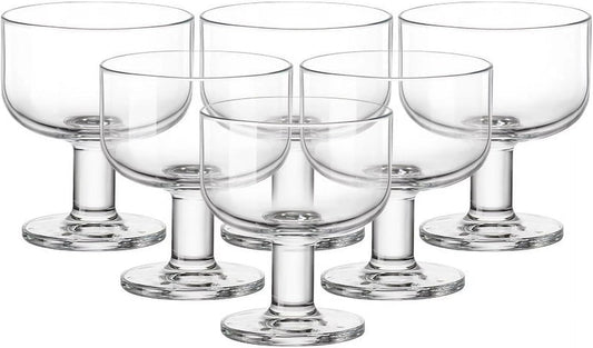 Bormioli Rocco Hosteria Set Of 6 Stackable Dessert Cups, 8 Oz. Clear Tempered Glass, Made In Italy.