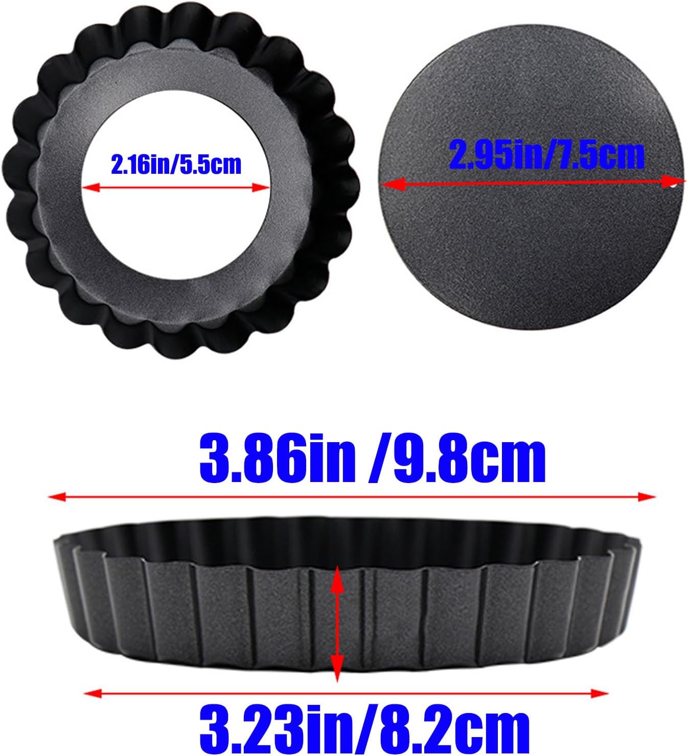 4 Inch Egg Tart Molds with Removable Bottom, 12 Packs Non-Stick Pan Carbon Steel Tart Molds, Muffin Cupcake Pudding Baking Cup Maker - for Pies, Chinese Egg Tart, Cakes