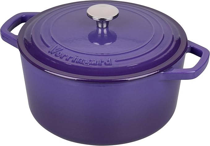 Enameled Cast Iron Dutch Oven Pot with Lid, for Bread Baking, Round Bread Oven- include Sourdough Bread Baking Supplies Set, 6QT, Purple