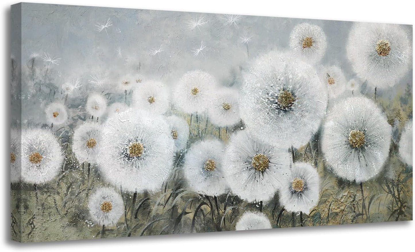 Ardemy Dandelions Wall Art Large Floral Pictures Wall Decor Living Room Flowers Paintings Textured Artwork for Walls Bedroom Bathroom Kitchen Dining Room Home Office, 40"x20"