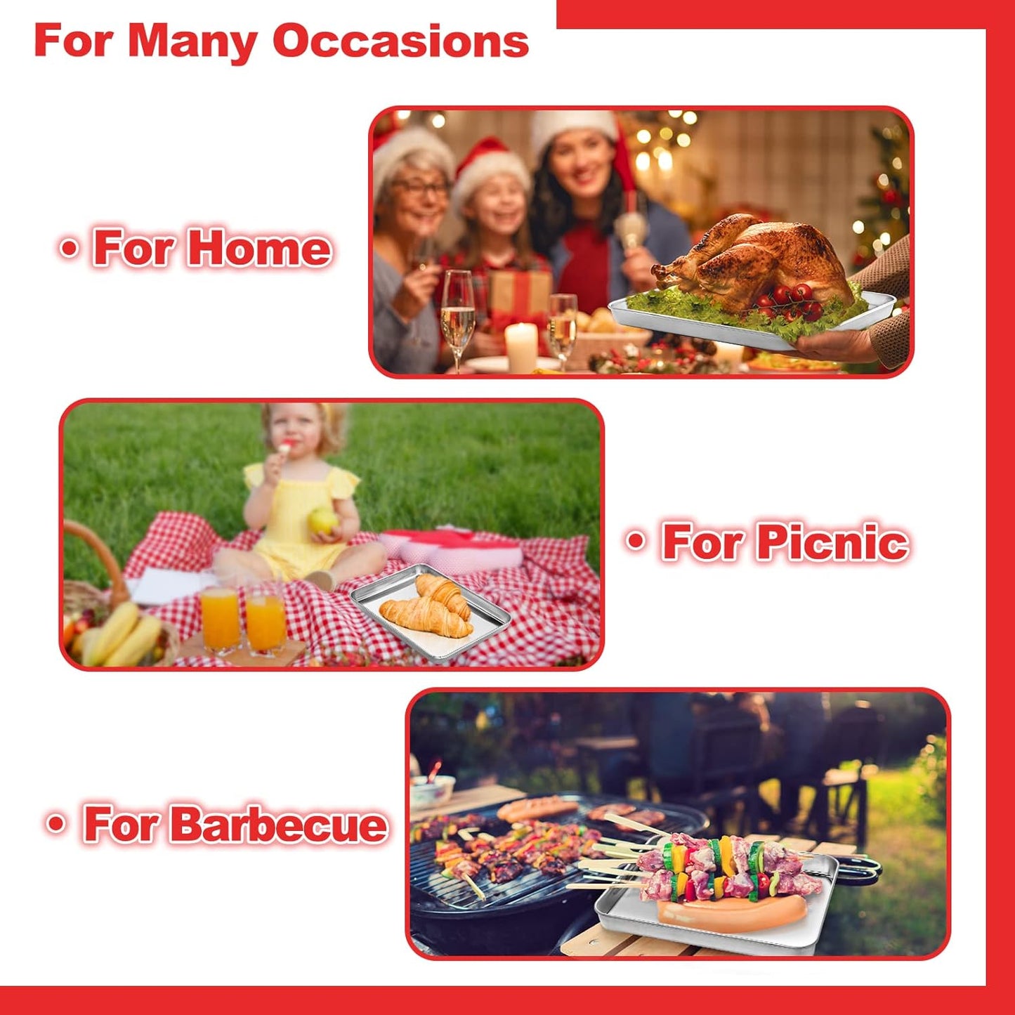 Stainless Steel Baking Sheet Cookie Tray, Cookie Sheet for Toaster Oven Baking Pan Tray, Jelly Roll Pan Size 16 x 12 x 1 Inch Easy Clean & Non-stick & Non-toxic & Dishwasher Safe