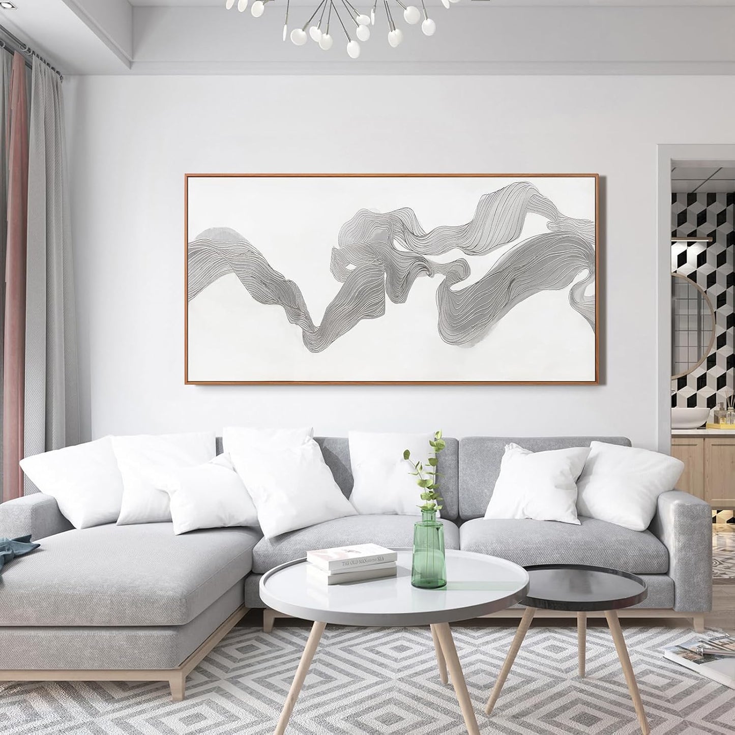 Abstract Canvas Wall Art Abstract Mist Texture Art With White Background Artwork Canvas Prints Canvas Picture Contemporary Wall Art Bedroom Living Room Office Decoration Framed Ready To Hang 24x48 Inch