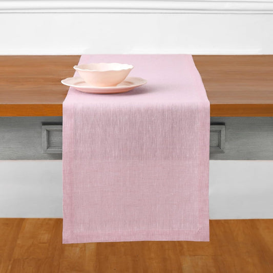 Solino Home Linen Bubblegum Pink Table Runner 120 Inches Long - Athena, 100% Pure Linen 14 x 120 Inch Table Runner for Halloween