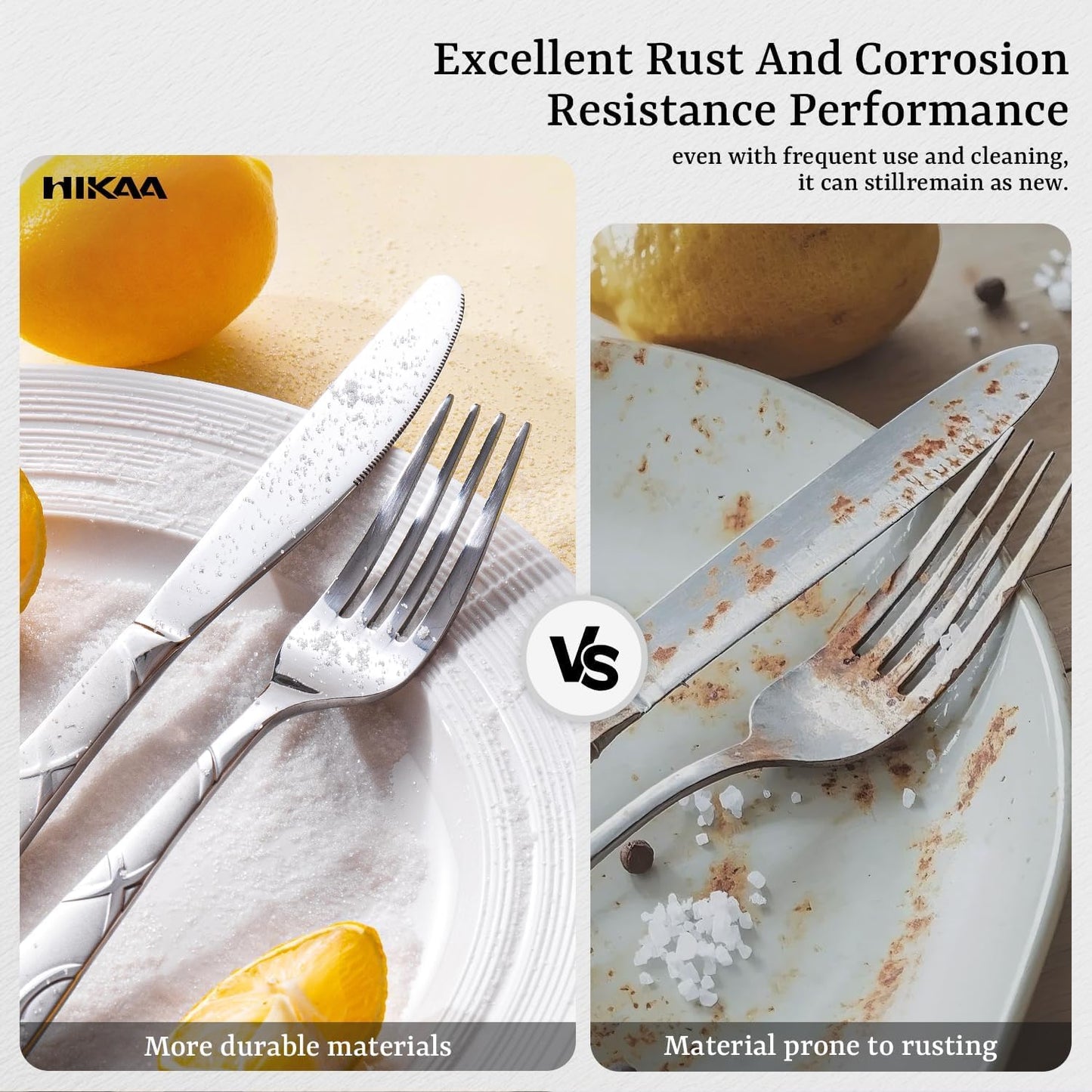 HIKAA 20PCS Silverware Set Service for 4,Premium Stainless Steel Cutlery Set, Mirror Polished Flatware Sets,Modern Kitchen Eating Utensils Set Include Spoons Forks Knives